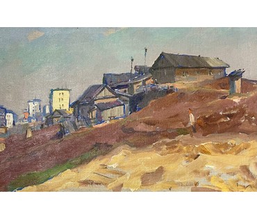 Дорошевич Ф.И "Окраина Минска". Холст, масло, картон. Размер 60х39,5 см. № 2599 (артикул №2599) - фото №3