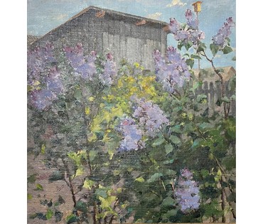 Дорошевич Ф.И "Сирень" г.Минск. Холст, масло, картон. Размер 47х50 см. № 2600 (артикул №2600) - фото №4