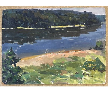 Дорошевич Ф.И. "На берегу". ДВП, масло. Размер 45,5х61, 5 см. № 2606 (артикул №2606) - фото №3