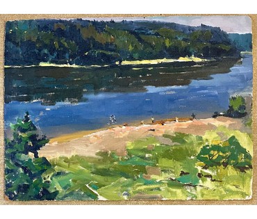 Дорошевич Ф.И. "На берегу". ДВП, масло. Размер 45,5х61, 5 см. № 2606 (артикул №2606) - фото №4