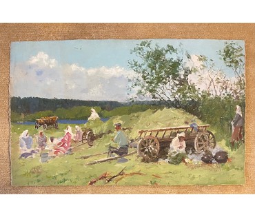 Дорошевич Ф.И. "После работы". Холст, масло. Размер 45х73 см. № 2607 (артикул №2607) - фото №4