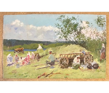 Дорошевич Ф.И. "После работы". Холст, масло. Размер 45х73 см. № 2607 (артикул №2607) - фото №3