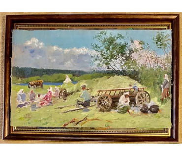Дорошевич Ф.И. "После работы". Холст, масло. Размер 45х73 см. № 2607 (артикул №2607) - фото №5