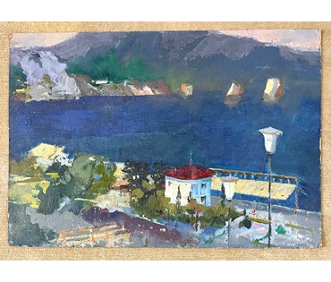 Дорошевич Ф.И. "Гурзуф". Картон, масло.Размер 48х69 см. № 2608 (артикул №2608) - фото №4
