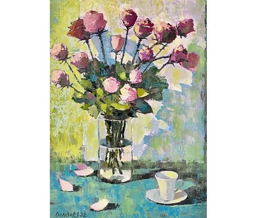 Барсуков Д.В "Розы", 2022г. Холст, масло. Размер 70х50 см. № 2611 (артикул №2611) - фото №3