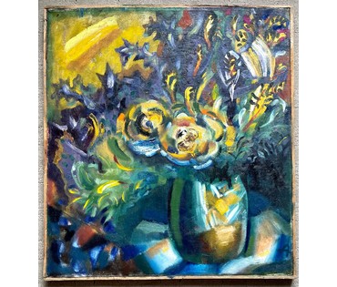 Клименко А.И "Цветы в вазе", 2002г. Холст, масло. Размер 71х65 см. № 2636 (артикул №2636) - фото №1