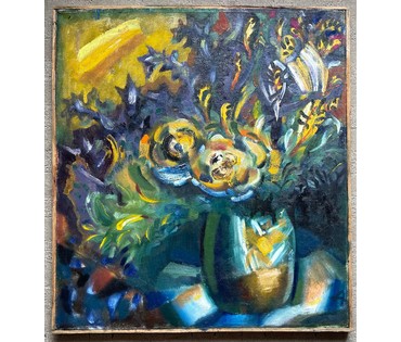 Клименко А.И "Цветы в вазе", 2002г. Холст, масло. Размер 71х65 см. № 2636 (артикул №2636) - фото №3