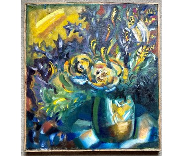 Клименко А.И "Цветы в вазе", 2002г. Холст, масло. Размер 71х65 см. № 2636 (артикул №2636) - фото №4