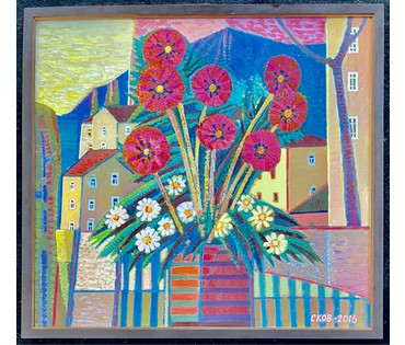 Сковородко О.А "Цветы Ялты", 2016г. Холст, масло. Размер 55х60 см. № 2655 (артикул №2655) - фото №3