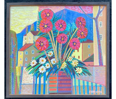 Сковородко О.А "Цветы Ялты", 2016г. Холст, масло. Размер 55х60 см. № 2655 (артикул №2655) - фото №4