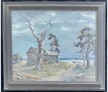 Ходорович В.П "На поўначы", 1994г. Холст, масло. Размер 38х46 см. № 2659 (артикул №2659) - фото №7
