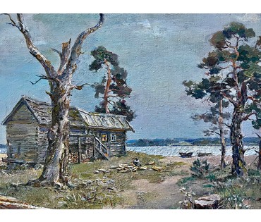 Ходорович В.П "На поўначы", 1994г. Холст, масло. Размер 38х46 см. № 2659 (артикул №2659) - фото №3