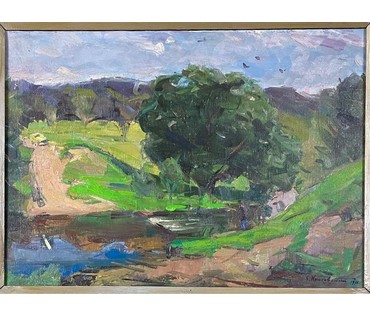 Красовский Е.Е "Весна", 1970 г. Холст, масло. Размер 50х70 см. № 2660 (артикул №2660) - фото №2