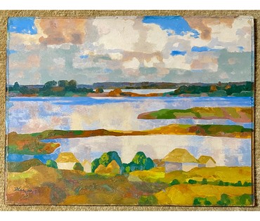 Казакевич Н.К "Днепровский лиман", 1997г. Холст, масло на картоне. Размер 40х55 см. № 2661 (артикул №2661) - фото №2