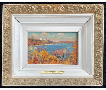 Дьяконов С.Д "Осень над Сожем", 1995г. Картон, масло.Размер 17х26 см. № 2667 (артикул №2667) - фото №2