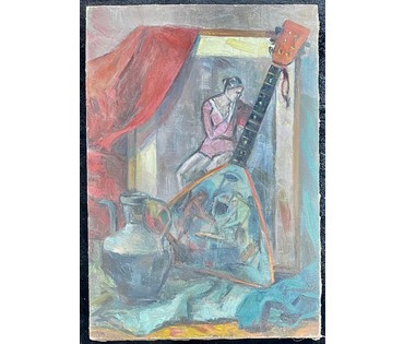 Красовский Е.Е "Натюрморт с балалайкой", 1975г. Холст, масло. Размер 65х45 см. № 2668 (артикул №2668) - фото №5