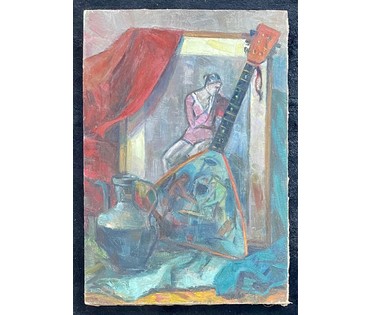 Красовский Е.Е "Натюрморт с балалайкой", 1975г. Холст, масло. Размер 65х45 см. № 2668 (артикул №2668) - фото №7