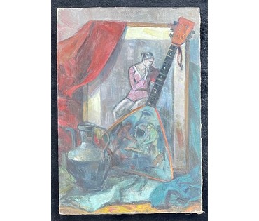 Красовский Е.Е "Натюрморт с балалайкой", 1975г. Холст, масло. Размер 65х45 см. № 2668 (артикул №2668) - фото №6