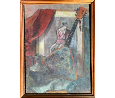 Красовский Е.Е "Натюрморт с балалайкой", 1975г. Холст, масло. Размер 65х45 см. № 2668 (артикул №2668) - фото №2