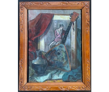Красовский Е.Е "Натюрморт с балалайкой", 1975г. Холст, масло. Размер 65х45 см. № 2668 (артикул №2668) - фото №1