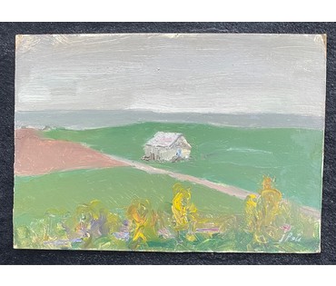 Рей И.П. Пейзаж. 1979г. Картон, масло. Размер 35х50 см. № 2671 (артикул №2671) - фото №3