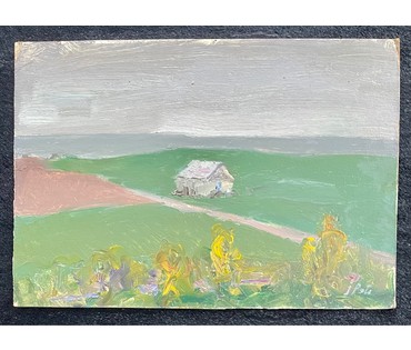 Рей И.П. Пейзаж. 1979г. Картон, масло. Размер 35х50 см. № 2671 (артикул №2671) - фото №4