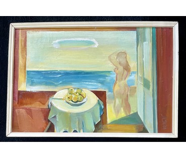 Тоболич М.Е "Паланга", композиция, 1988г. Холст, масло. Размер 33х56 см. № 2677 (артикул №2677) - фото №1