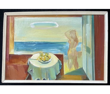 Тоболич М.Е "Паланга", композиция, 1988г. Холст, масло. Размер 33х56 см. № 2677 (артикул №2677) - фото №3
