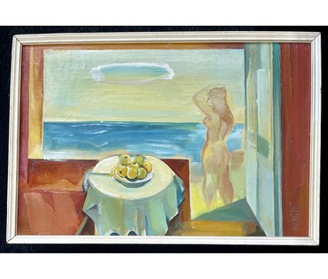 Тоболич М.Е "Паланга", композиция, 1988г. Холст, масло. Размер 33х56 см. № 2677 (артикул №2677) - фото №2