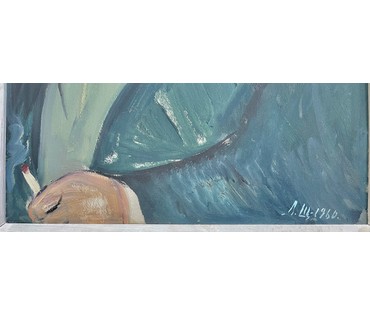 Щемелёв Л.Д "Борис Усс", 1960г. Картон, масло. Размер 74х52 см. № 2680 (артикул №2680) - фото №6