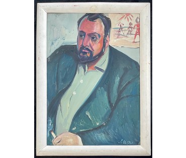 Щемелёв Л.Д "Борис Усс", 1960г. Картон, масло. Размер 74х52 см. № 2680 (артикул №2680) - фото №1
