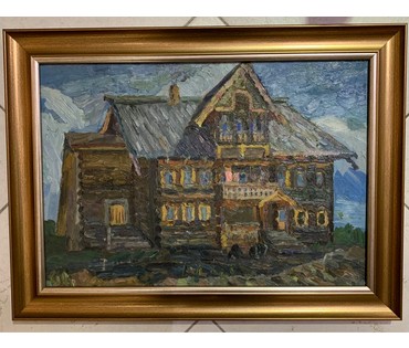 Попович М.И "В Кижах", 1977г. Картон, масло. Размер 45х31,5 см. № 2684 (артикул №2684) - фото №1