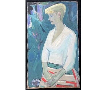 Щемелёв Л.Д "Образ", 1960г. Холст, масло. Размер 57,5х99 см. № 2691 (артикул №2691) - фото №2