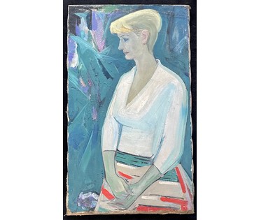 Щемелёв Л.Д "Образ", 1960г. Холст, масло. Размер 57,5х99 см. № 2691 (артикул №2691) - фото №3