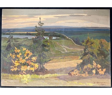 Данелия П.А "Омытая дождём", 1980г. ДВП, темпера, масло. Размер 70х98,5 см. № 2694 (артикул №2694) - фото №7