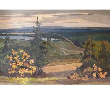 Данелия П.А "Омытая дождём", 1980г. ДВП, темпера, масло. Размер 70х98,5 см. № 2694 (артикул №2694) - фото №10