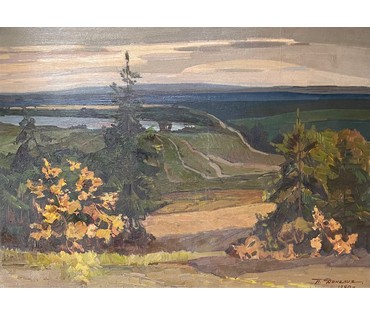 Данелия П.А "Омытая дождём", 1980г. ДВП, темпера, масло. Размер 70х98,5 см. № 2694 (артикул №2694) - фото №11