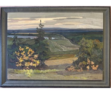 Данелия П.А "Омытая дождём", 1980г. ДВП, темпера, масло. Размер 70х98,5 см. № 2694 (артикул №2694) - фото №2