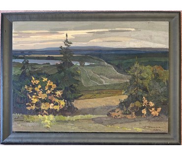 Данелия П.А "Омытая дождём", 1980г. ДВП, темпера, масло. Размер 70х98,5 см. № 2694 (артикул №2694) - фото №3