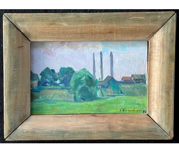 Красовский Е.Е. Пейзаж. 1973г. Картон, масло. Размер 28х38 см.с родной рамкой. Без 19х29 см. № 2695 (артикул №2695) - фото №1