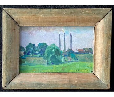 Красовский Е.Е. Пейзаж. 1973г. Картон, масло. Размер 28х38 см.с родной рамкой. Без 19х29 см. № 2695 (артикул №2695) - фото №2