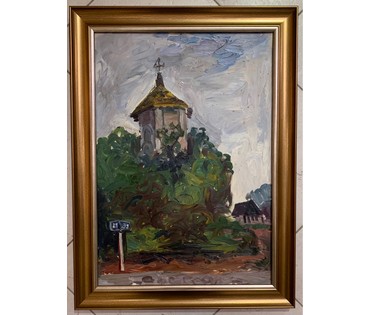 Савицкий В.Н "Памятные места", 1974г. Картон, масло. Размер 50х35 см. № 2702 (артикул №2702) - фото №1