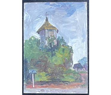 Савицкий В.Н "Памятные места", 1974г. Картон, масло. Размер 50х35 см. № 2702 (артикул №2702) - фото №7