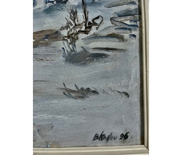 Юзвук В.С "Зімовы дзень", 1996г. Холст, масло. Размер 60х50 см. № 2703 (артикул №2703) - фото №4
