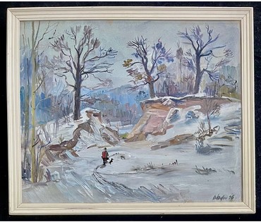 Юзвук В.С "Зімовы дзень", 1996г. Холст, масло. Размер 60х50 см. № 2703 (артикул №2703) - фото №1