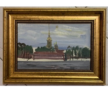 Юзвук В.С. Пейзаж. Холст, масло на картоне. Размер 16х25 см. № 2725 (артикул №2725) - фото №1