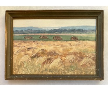 Зайцев Е.А "Пора уборки", 1968г. Картон, масло. Размер 24х33,5 см. № 2743 (артикул №2743) - фото №1