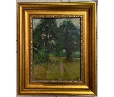 Зайцев Е.А "Дорога к лесу", 1963г. Холст, масло. Размер 31,5х25 см. № 2744 (артикул №2744) - фото №1