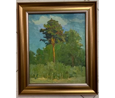Кравцов В.П "Сосна", 1962г. Картон, масло. Размер 29х24 см. № 2745 (артикул №2745) - фото №1