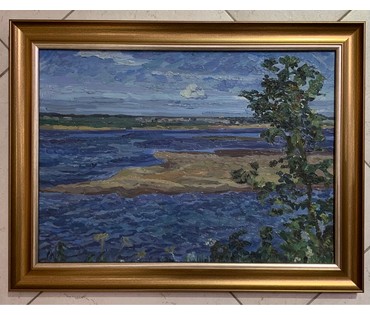 Попович М.И "На Мезени", 1977г. Картон, масло. Размер 48х35 см. № 2749 (артикул №2749) - фото №1